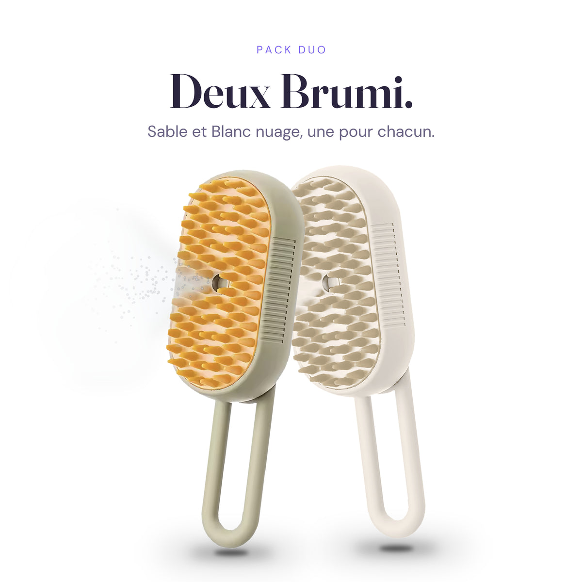 Pack Duo Brumi : une brosse Sable et une brosse Blanc nuage